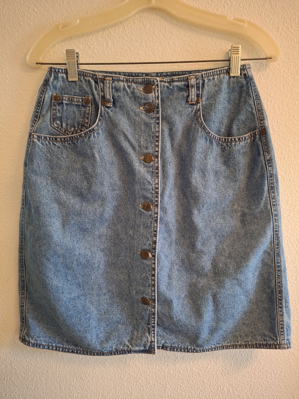 Vintage Liz Claiborne Light Blue Denim Button-Front Mini Skirt